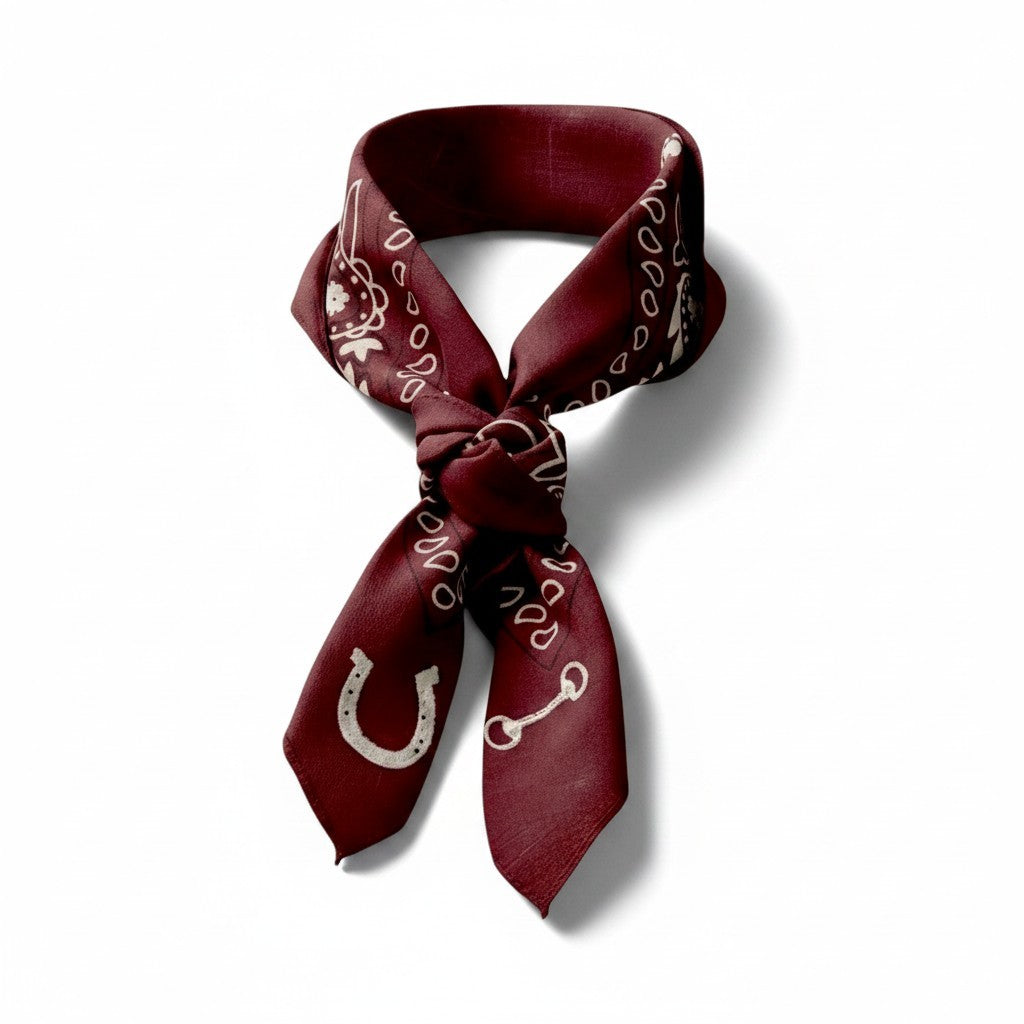 Embroidered Maroon Bandana Scarf