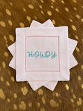Howdy Embroidered Linen Cocktail Napkin