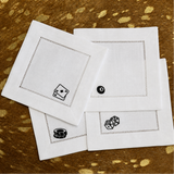 Game Night Embroidered Linen Cocktail Napkin Set