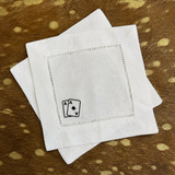 Game Night Embroidered Linen Cocktail Napkin Set