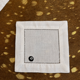 Game Night Embroidered Linen Cocktail Napkin Set