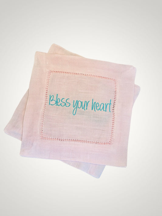 Bless Your Heart Embroidered Cocktail Napkins
