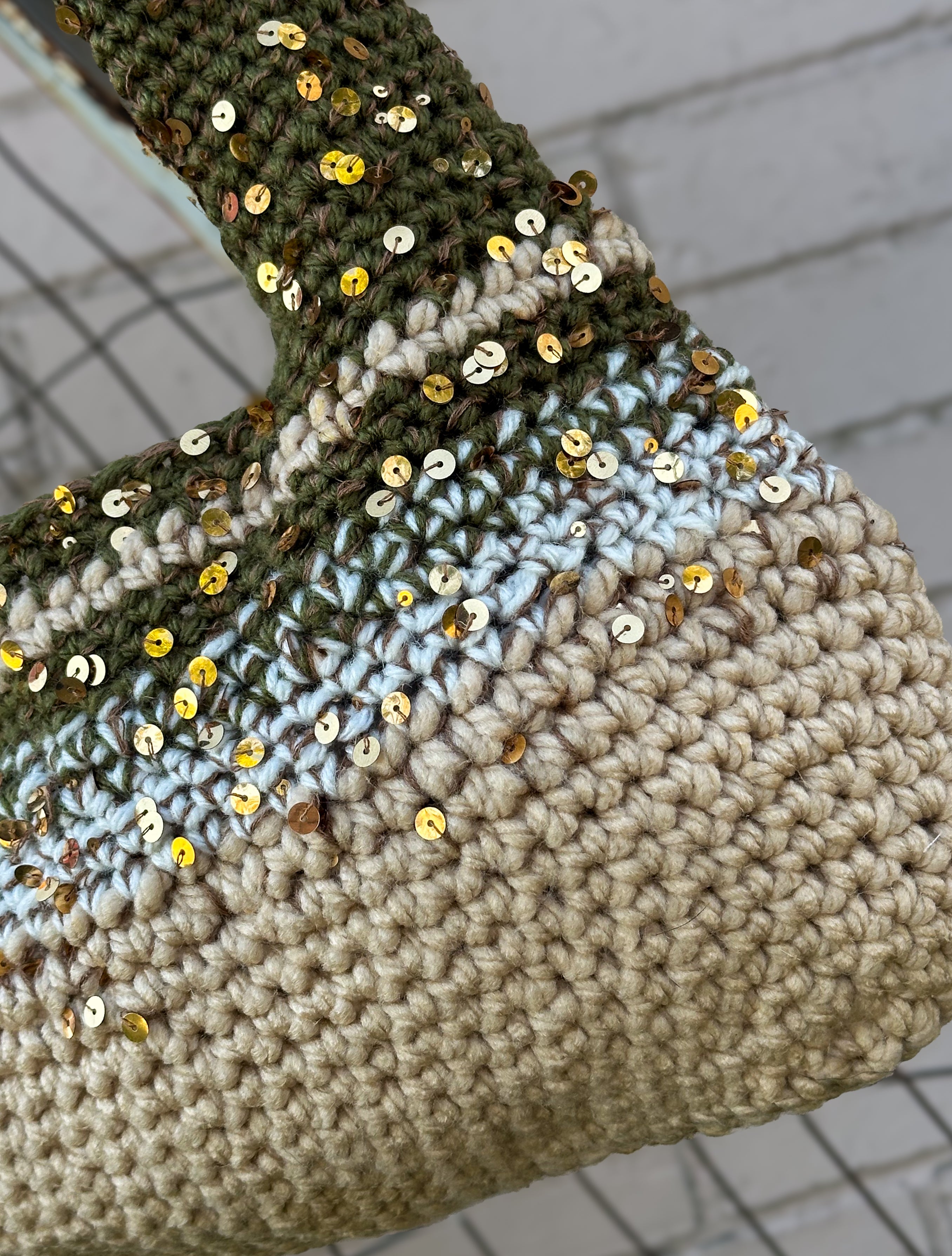 Sequin Crochet Shoulder Bag