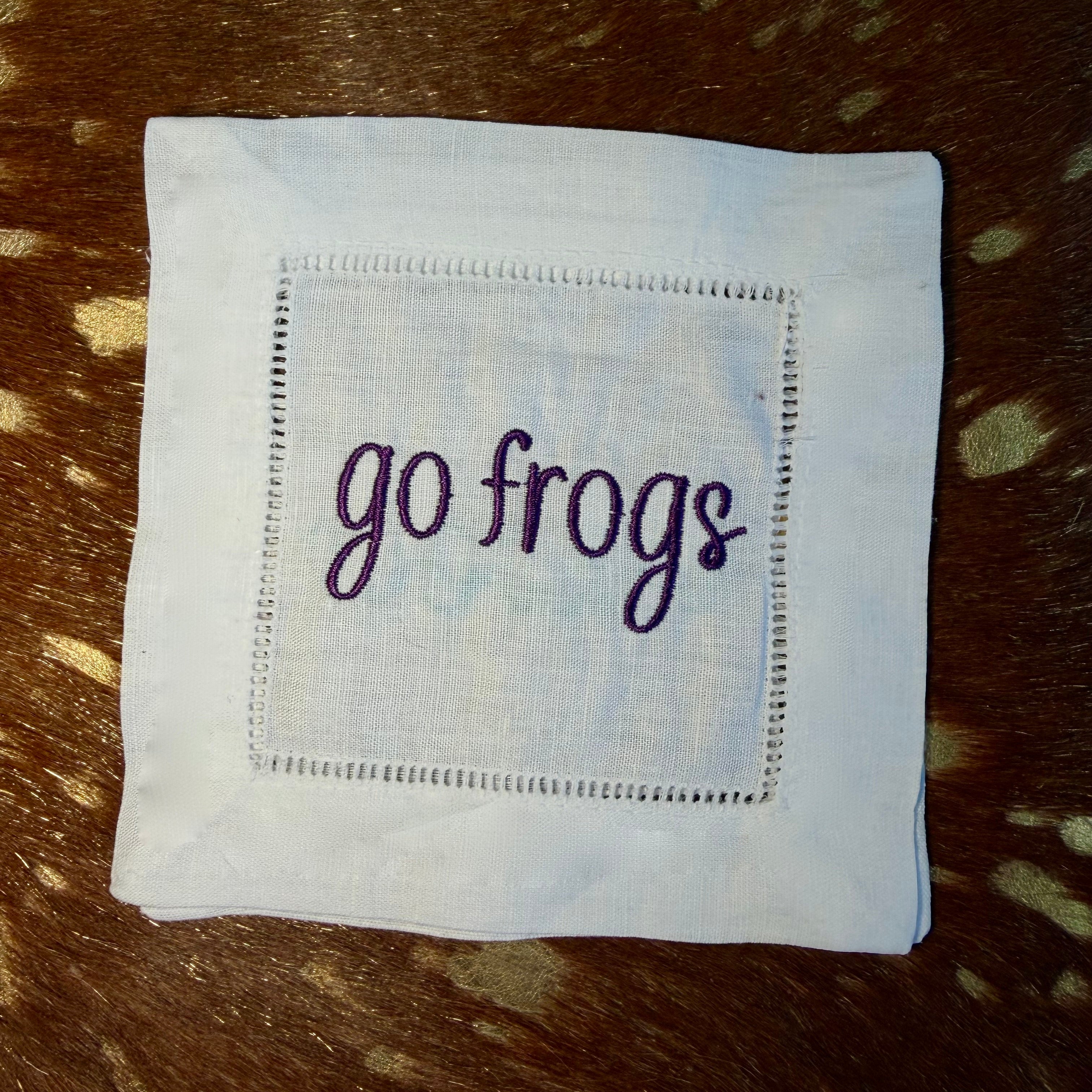 Go Frogs Embroidered Cocktail Napkins