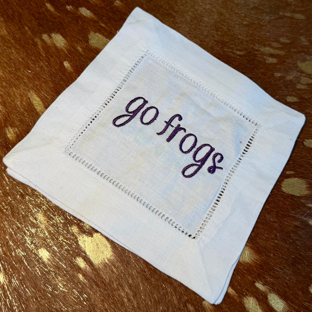 Go Frogs Embroidered Cocktail Napkins