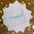 Bless Your Heart Embroidered Linen Cocktail Napkin