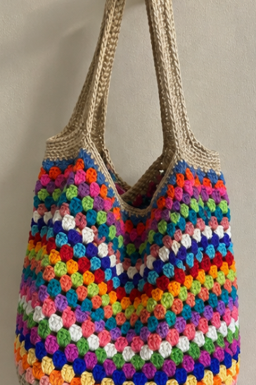 Colorful Hand Crocheted Oversized Slouchy Shoulder Bag