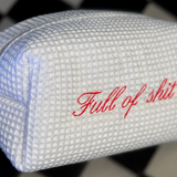 Silly Embroidered Waffle Cosmetic Bag