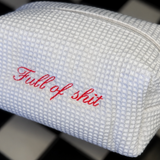 Silly Embroidered Waffle Cosmetic Bag