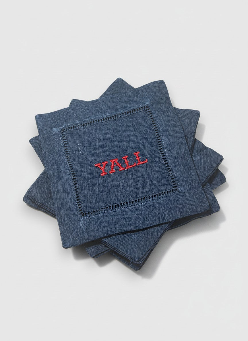 Y'all Embroidered Cocktail Napkins