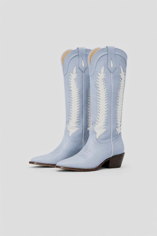 Clean white leather inlay with classic western detailing