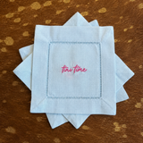 Martini Time Embroidered Linen Cocktail Napkin Set