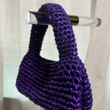 Hand Crocheted Metallic Purple Mini Bag