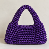 Hand Crocheted Metallic Purple Mini Bag