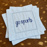 Go Sports Embroidered Linen Cocktail Napkins