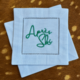Après Ski Embroidered Linen Cocktail Napkins
