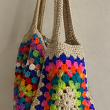 Hand Crocheted Granny Square Shoulder Bag