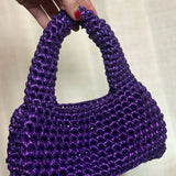 Hand Crocheted Metallic Purple Mini Bag