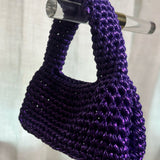 Hand Crocheted Metallic Purple Mini Bag